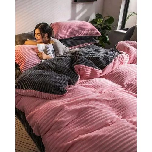 Luxury coral velvet Duvet King size 6 by 6 Pink