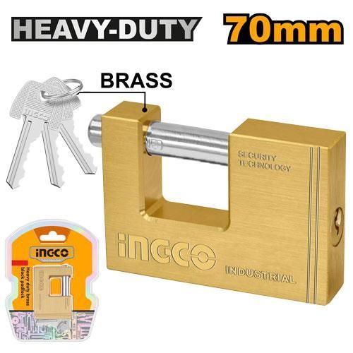 INGCO DBBPL0702 - Heavy Duty Brass Block Padlock - Orange