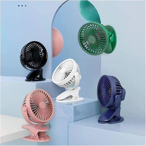 Electric Fan 6 Clip Fan 3 Speed Small Fan with Strong Air Flow USB Mini Silent Clip Fan Indoor Outdoor Color - Green