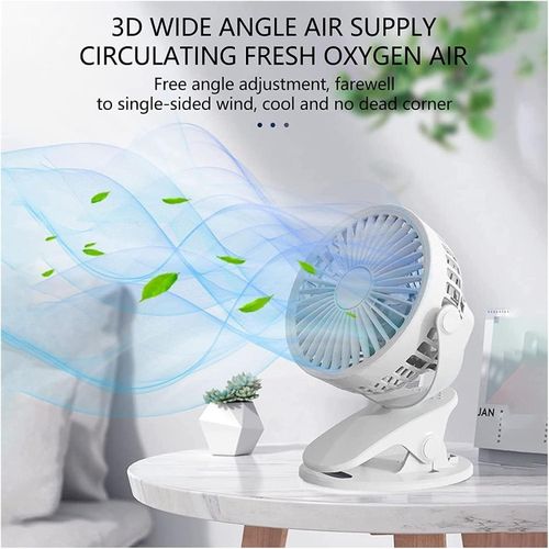 Electric Fan 6 Clip Fan 3 Speed Small Fan with Strong Air Flow USB Mini Silent Clip Fan Indoor Outdoor Color - Green