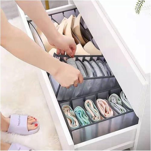 3Pcs Underwear Drawer Organizer Set Foldable Sock Bra Underpants Organizer Drawer Divider, Washable Closet Cabinet Storage Boxes for Clothes, Socks, Ties and Underwear Bras
