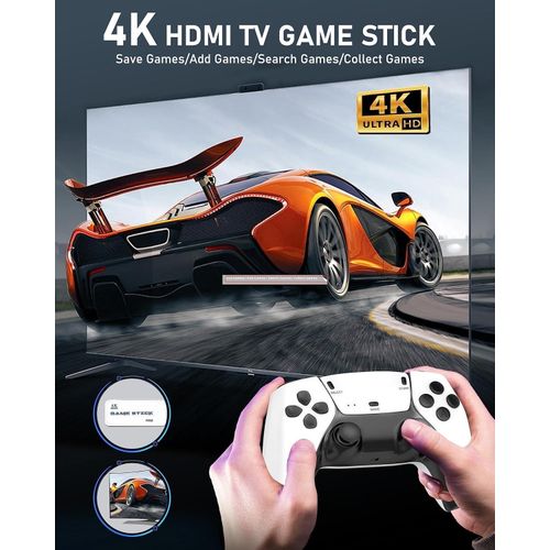 Wireless Retro Gaming Console Game Stick Video Game Console for TV Built-in 10000 Classic Games 8 Bit Mini Retro Controller HDMI Output Dual Player-4K Ultra HD Game Stick with 24,000+ Classic Games,2.4G Wireless Controllers for 2 Players