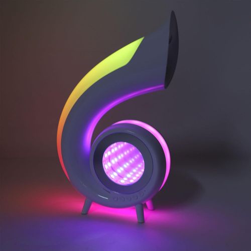 Desktop Smart Speaker Atmosphere Light, Alarm Clock Wake Up Light with Bluetooth Speaker 1200mAh USB Rechargeable RGB Night Light for Bedroom Study Office