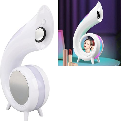 Desktop Smart Speaker Atmosphere Light, Alarm Clock Wake Up Light with Bluetooth Speaker 1200mAh USB Rechargeable RGB Night Light for Bedroom Study Office