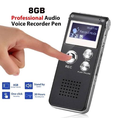 Multifunctional Rechargeable 8GB 650HR Digital Audio Voice Recorder Dictaphone Activated MP3 Player FM  USB Port-Black
