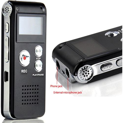 Multifunctional Rechargeable 8GB 650HR Digital Audio Voice Recorder Dictaphone Activated MP3 Player FM  USB Port-Black