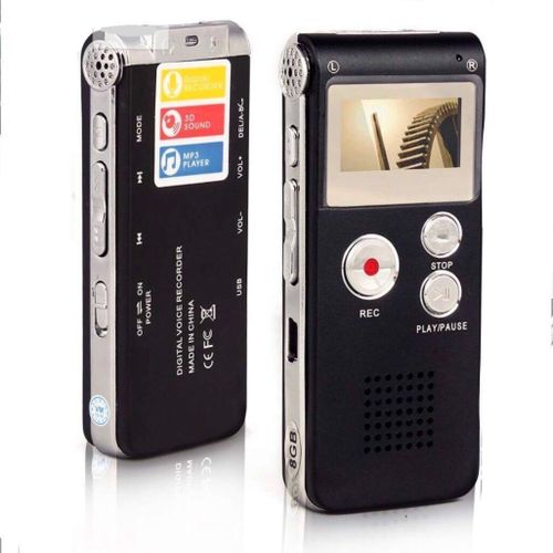 Multifunctional Rechargeable 8GB 650HR Digital Audio Voice Recorder Dictaphone Activated MP3 Player FM  USB Port-Black