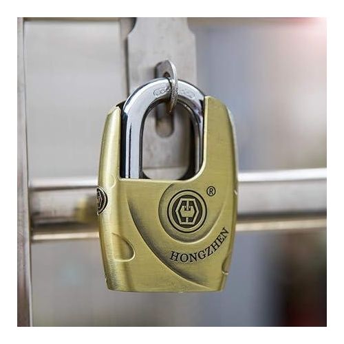 Hardened Shrouded Padlock Hardware High Security Lock for Outdoor Use All Weather Resistant, Zinc Alloy Heavy Duty Lock with 4 Keys-Bronze