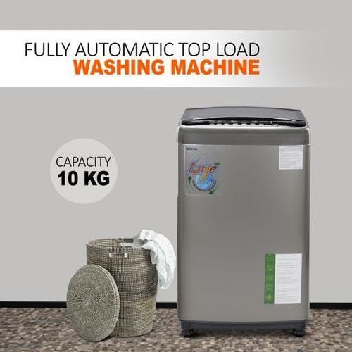 Geepas Fully Automatic Top Loader Washing Machine 10kg, Auto-Imbalance, Gentle Fabric Care, Fuzzy Logic, Child Lock, Stainless Steel Drum -