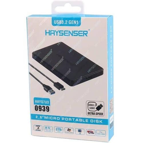 USB 3.2 Gen 1Ultra Speed Hard Drive Enclosure, Size 2.5 Inch Micro Portable Disk, Easy Convert SSD & HDD From Internal to External 5TB HDD- Black
