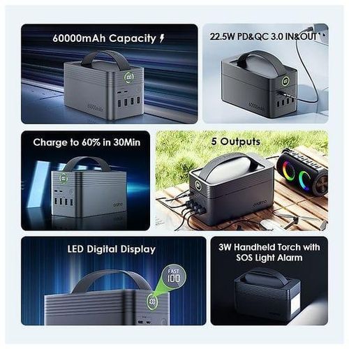 Powerbox 600 - Opb-P600q - Power Bank 60000mah - Black And Portable Power