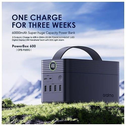 Powerbox 600 - Opb-P600q - Power Bank 60000mah - Black And Portable Power