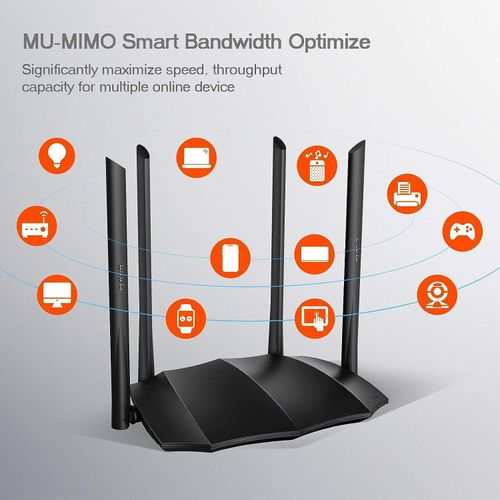 AC1200 Dual Band Gigabit Smart WiFi Router Gaming UHD Streaming , 5Ghz High Speed Wireless Internet Router, MU-MIMO, Beamforming, Long Range Coverage by 4x6dBi Antenna, IPv6, Guest WiFi, AP Mode- Multicolor