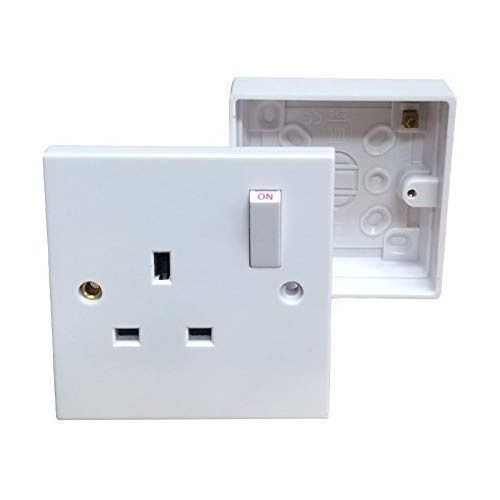Single Wall Socket & 24mm Back Box Pattress 1 Gang - White