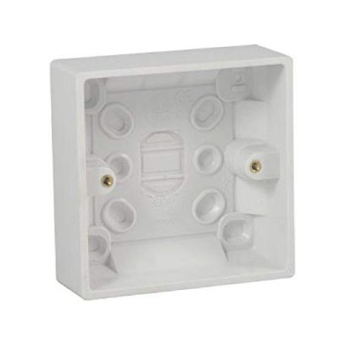 Single Wall Socket & 24mm Back Box Pattress 1 Gang - White