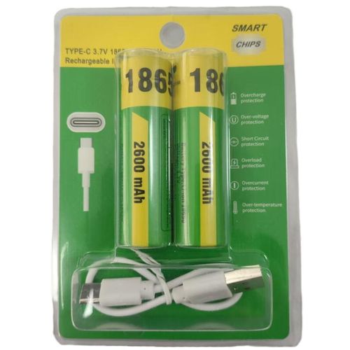 18650 with USB rechargeable lithium battery 2600mAh large capacity pointed with Type-c port can be directly charged