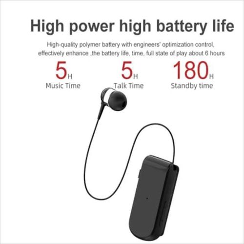 K50 Wireless Stereo Clip-on Headset, Bluetooth, Call Reminder, Vibration, Sports Retractable Collar Clip, Phone Earphones Single Ear Hands Free With Wire - Multicolor