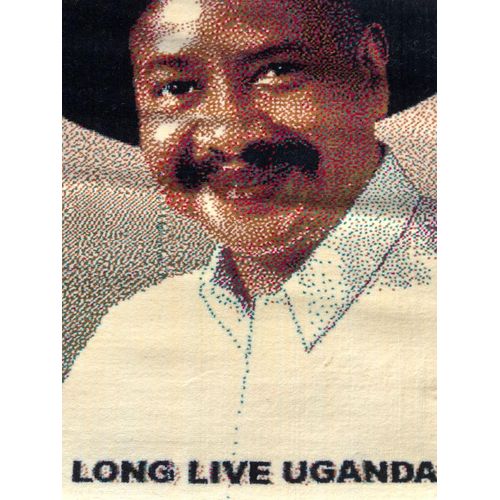 Persian Carpet Wall Hanging  President Museveni Long Live Uganda size O.6M X 0.9M