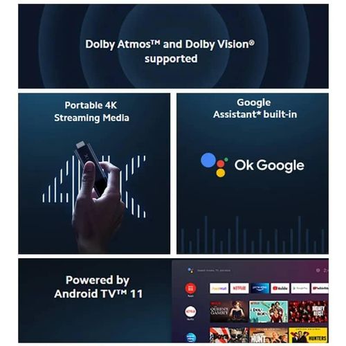 Mi TV Stick Streaming Stick 4K 2022 Latest Streaming Device 4K HDR Android 11 with Google Assistant Voice Remote Control Chromecast Built in -Black