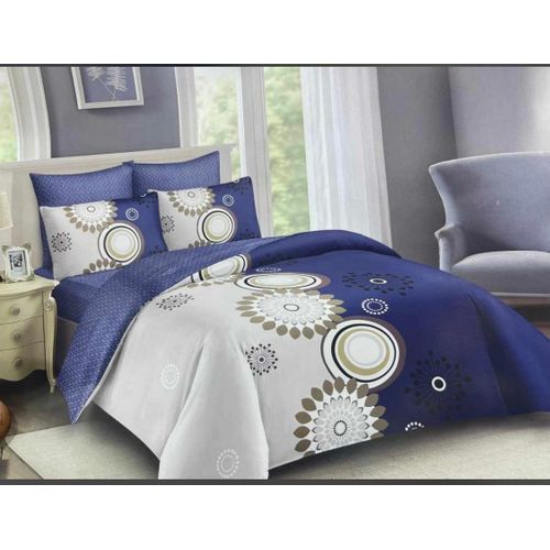 6*6 Bedcover With 1 Bedsheet & 2 Pillowcases-Blue