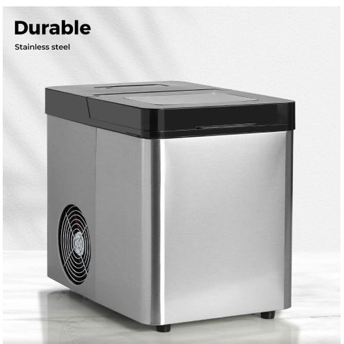 Digiwave Countertop Self Cleaning, Portable Ice Cube Maker, 12-15kgs Freestanding Machine, Low Noise Easy to Use - Perfect for Parties Mixed Drinks -Silver