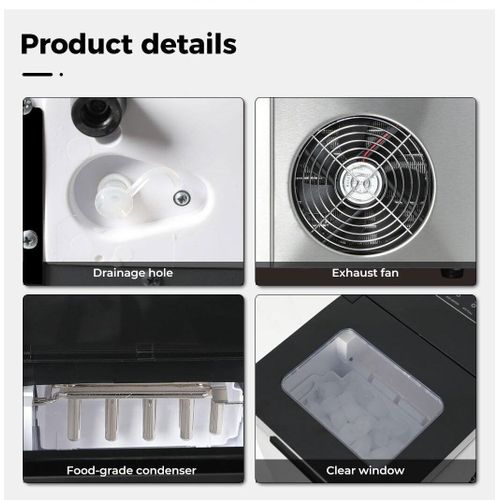 Digiwave Countertop Self Cleaning, Portable Ice Cube Maker, 12-15kgs Freestanding Machine, Low Noise Easy to Use - Perfect for Parties Mixed Drinks -Silver
