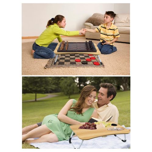 Foldable Computer Laptop Stand Bed Table Lap Desk Stand,Serving Tray Dining Table with Slot, Notebook Stand Holder, Bed Tray Laptop Desk With Cup Holder For Eating Breakfast,Working,Watching Movie on Bed/Couch/Sofa/Floor