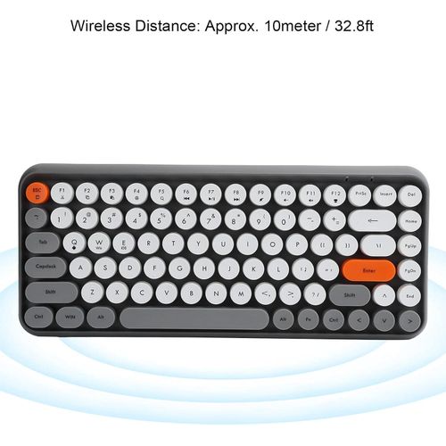 Keyboard, Ergonomic Bluetooth Keyboard, Portable Computer Keyboard, 84 Keys Retro Round Keycap Gaming Keyboard, Mini Keyboard with Multicolor Keys for Gaming Office - Gray