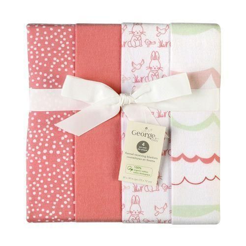 4 Pack Receiving Blankets - Multicolor