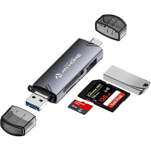 SD Card Reader USB C 6 in 1 OTG Memory Adapter Connector USB 3.0 USB C Micro USB Supports SD/MicroSD/SDXC/SDHC/MMC/RS-MMC/UHS-I Compatible with MacBook iPad Pro, Android Phone, PC, Laptop etc