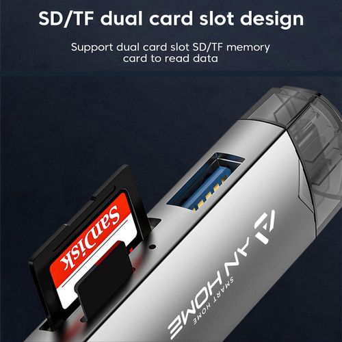 SD Card Reader USB C 6 in 1 OTG Memory Adapter Connector USB 3.0 USB C Micro USB Supports SD/MicroSD/SDXC/SDHC/MMC/RS-MMC/UHS-I Compatible with MacBook iPad Pro, Android Phone, PC, Laptop etc