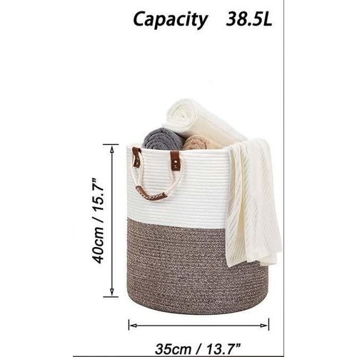Cotton Rope Woven multipurpose Storage basket- White &grey