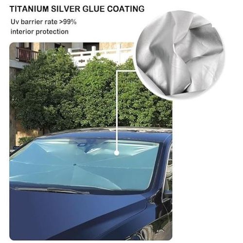 Car Umbrella, Car Wide sun Screen Shade Umbrella, Silver,