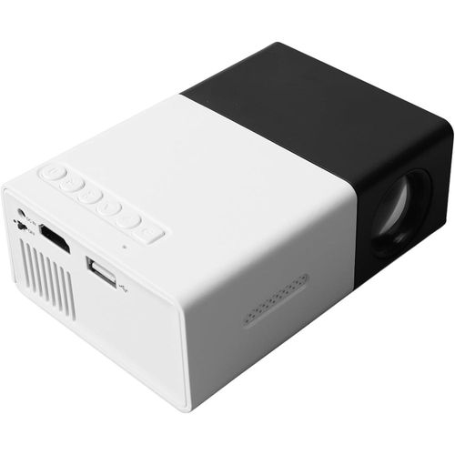 Mini Projector, Built-in Stereo Speaker Portable Multi-media Home Theater Projector with HDMI/AV/USB Interface 320x240 Resolution(Black-White)