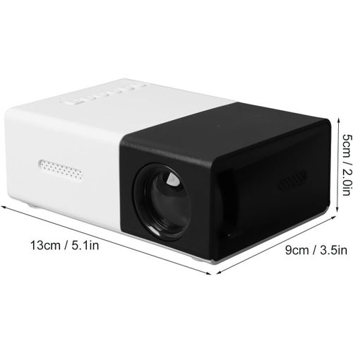Mini Projector, Built-in Stereo Speaker Portable Multi-media Home Theater Projector with HDMI/AV/USB Interface 320x240 Resolution(Black-White)