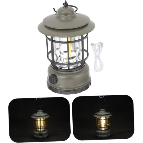 LED Camping Lantern, Portable Retro Camping Lamp, USB Rechargeable Camping Lantern with Hook, LED Hanging Tent Lantern Torch for Outdoor Hiking Fishing