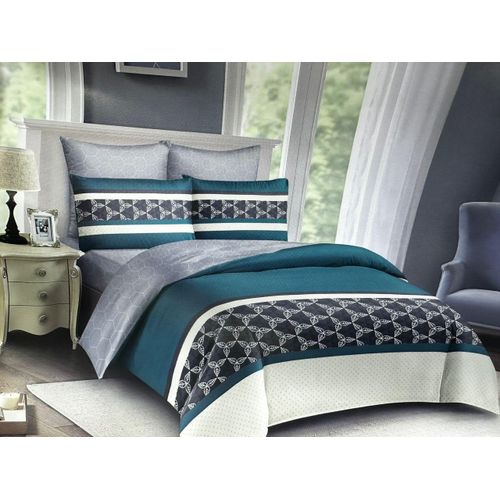 6*6 Bedcover With 1 Bedsheet & 2 Pillowcases-Green