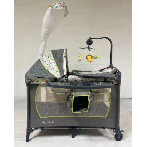Multifunctional Baby Portable Crib With Changing Table Baby Play Yard Foldable Travel Bed With Net- Multicolour