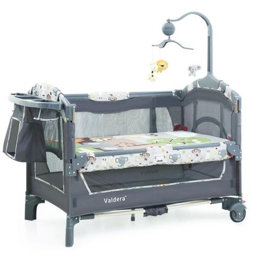 Multifunctional Baby Portable Crib With Changing Table Baby Play Yard Foldable Travel Bed With Net- Multicolour