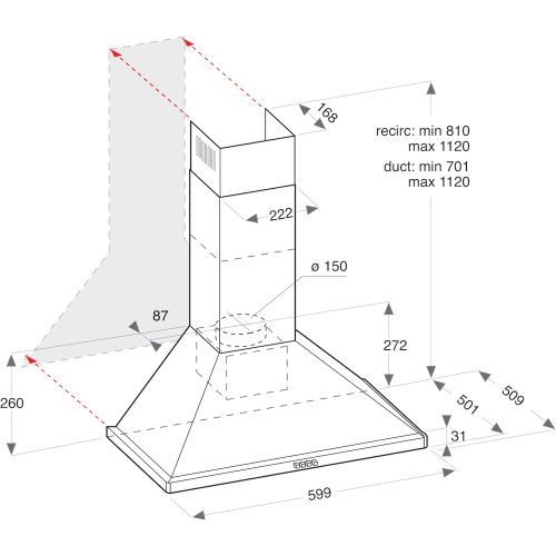 Ariston Wall Mounted Cooker Hood 60cms, AHPN6.4AM- Silver (01 Year Warranty)