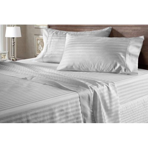 5*6 Egyptian Cotton Night Comfort sheet set 300 Thread Count Cotton Soft & Smooth Sateen Weave - 4 Piece Embossed Bed Sheet Set Striped 1 Fitted Bedding Sheet, 1 Flat Sheet & 2 Pillowcase Fits 15" inch Deep Pocket Mattress For Hotel Quality And Home
