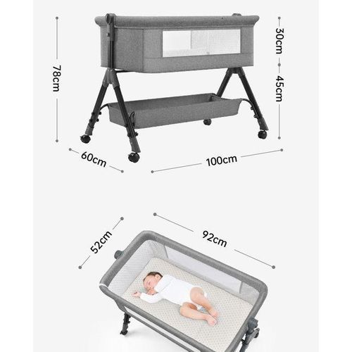 3 In 1 Baby Bassinet Bedside Sleeper, Bedside Crib For Baby, Adjustable Baby Bassinet With Wheels, Storage Basket, Mattress, Easy Assemble & Folding Portable Baby Cradle