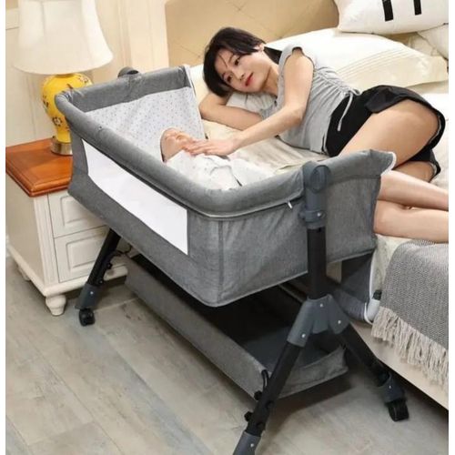 3 In 1 Baby Bassinet Bedside Sleeper, Bedside Crib For Baby, Adjustable Baby Bassinet With Wheels, Storage Basket, Mattress, Easy Assemble & Folding Portable Baby Cradle