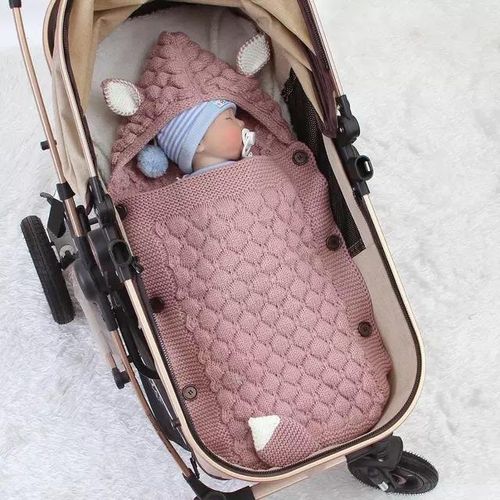 Winter Thick born Sleeping Bag Baby Warm Diaper Blanket Infant Trolley Sleep Bag Feet Baby Swaddle Wrap Knit Envelope
