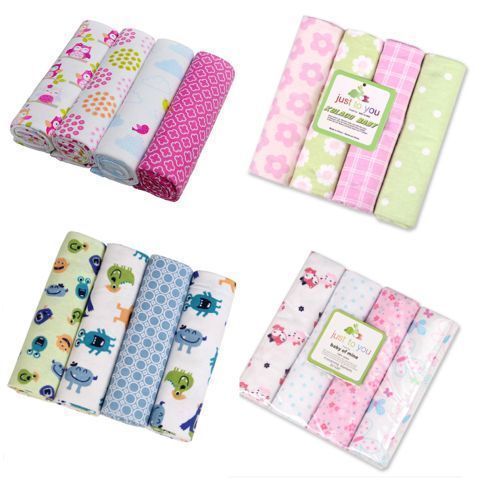 4Pcs/Pack 100% Cotton Baby Receiving Bedsheets - Multicolor
