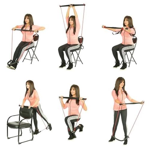 Home Body Gym Kit, Workout  DVDs , Body Tape Measure & Fitness Bar Included,  - Black,.