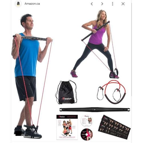 Home Body Gym Kit, Workout  DVDs , Body Tape Measure & Fitness Bar Included,  - Black,.