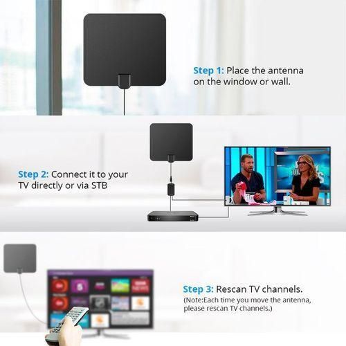 Digital TV Antenna - 110 Miles HDTV Antenna Digital Indoor Antenna With Detachable Signal Booster VHF UHF High Gain Channels Reception For 4K 1080P Free TV Channels- Black