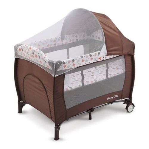 Portable Foldable 4 in 1 Convertible Toddler Iron Playpen Travel Cot Portable play yard Multi Dots Baby Bed Crib- Multicolor