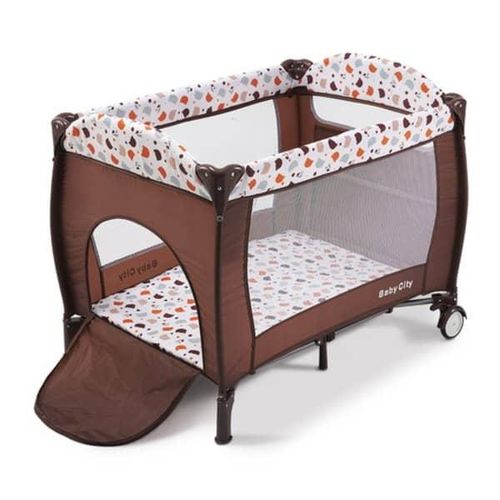 Portable Foldable 4 in 1 Convertible Toddler Iron Playpen Travel Cot Portable play yard Multi Dots Baby Bed Crib- Multicolor